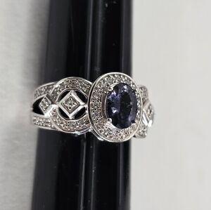 STERLING SILVER 925 IOLITE HALO RING